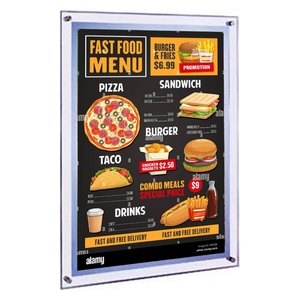 Customized Indoor Advertising Led Menu Posters Light Box Frame <b>Acrylic</b> Slim LED Light Box Crystal Menu <b>Board</b> - Product Image 1