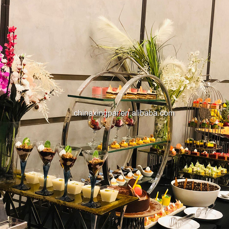 XINGPAI Buffet Ausrüstung Edelstahl Display Stand vier Ebenen Food Riser für Catering Hotel