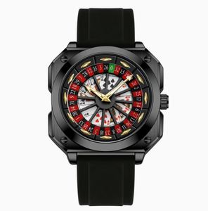 Reloj de Pulsera de Cuarzo con Correa de Silicona, Diseño de Ruleta Giratoria, Moderno y a la Moda para Hombre, Indicación de 24 Horas - Product Image 2