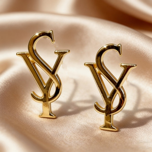 Fashion Stud <b>Earrings</b> Letter Design Zinc Alloy Stainless Steel <b>Post</b> SF732 - Product Image 2
