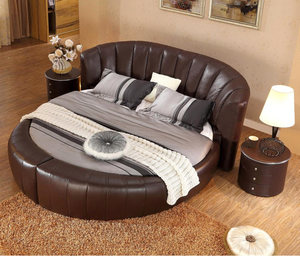 Популярная современная мебель: высококачественные кровати-диваны из переработанной кожи, круглые, для отелей, размера King Size, с каркасом из массива дерева, разборные. - Product Image 2