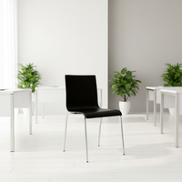 Chaise moderne en contreplaqué courbé avec structure en acier chromé pour restaurant et école