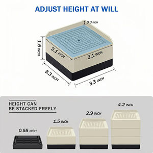 Lot de 4 rehausseurs de meubles de lit 4 pouces, élévateurs de meubles robustes en hauteurs de 1.5, 3 ou 4 pouces, blocs carrés réglables - Product Image 2