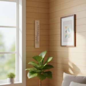 เครื่องวัดอุณหภูมิห้องไม้ 15x2.6 ซม. แบบเซลเซียส สำหรับใช้ภายในอาคาร - Product Image 3