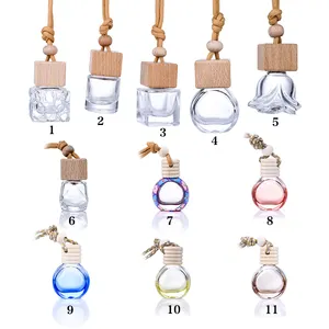 8ml Hanging Aroma Liquid Scents Fragrance Bottle Diffuser Glass Car Air Freshener Hanging Perfume Bottle With Wooden