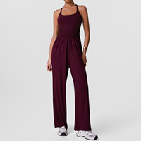 Jumpsuit Wanita 2026 Model Halter Cross Hollow Back, Bahan Bernapas Cepat Kering Tanpa Jahitan, Kaki Lebar, Kasual Modis untuk Tari, Yoga, dan Olahraga di Gym