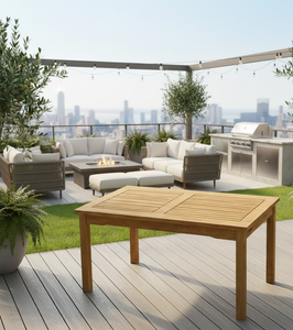 Table rectangulaire pliable en teck pour hôtel et jardin, design moderne avec grain naturel, robustesse et savoir-faire de qualité supérieure - Product Image 3