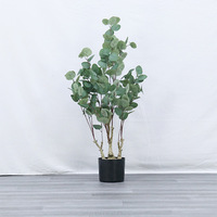 Planta Artificial de Eucalipto en Maceta, Hojas de Eucalipto de Plástico, Árbol del Dinero, para Decoración de Interiores y Exteriores, Hogar, Oficina, Jardín