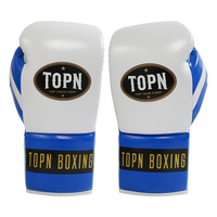 Gants de boxe personnalisés TOPN couleur bleu menthe, unisexes, en cuir microfibre, pour MMA, avec support ergonomique pour le poignet