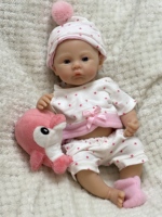 13 Zoll Realistische Reborn Weiche Silikon Vollsilikon Babypuppen für Mädchen Handgefertigte Echt Aussehende Weiche Spielzeugpuppen Pädagogisches Festival-Geschenkset