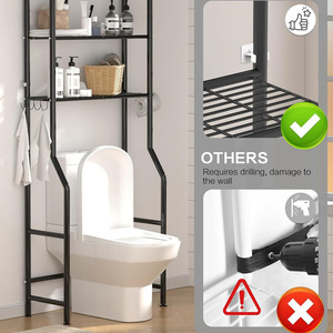 <span class=keywords><strong>Étagère</strong></span> de rangement gain de place au-dessus des toilettes, multifonctionnelle, à 3 niveaux, en métal, pour salle de bain - Product Image 3