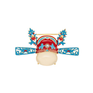 MUYU Chinese Style Groom Hat Brooch Cat's Eye Stone Artistic Retro Suit Accessory - Product Image 5