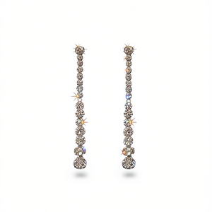 Orecchini Pendenti E3842 in Oro Bianco con Cristalli e Strass, Gioielli di Lusso da Donna per Feste - Product Image 1