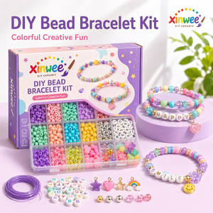 Kit <span class=keywords><strong>de</strong></span> Pulseras <span class=keywords><strong>de</strong></span> Cuentas DIY para Niñas, Cuentas con Letras del Alfabeto, Set <span class=keywords><strong>de</strong></span> Fabricación <span class=keywords><strong>de</strong></span> Joyas, Set Educativo <span class=keywords><strong>de</strong></span> Artes y Manualidades Coloridas para Niños, Regalos <span class=keywords><strong>de</strong></span> Juguetes - Product Image 1