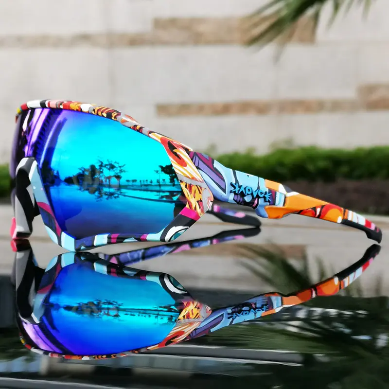 Photochromic cycling glasses 2 lens set colorful lenses mountain road vehicle day and night dual purpose sunglasses