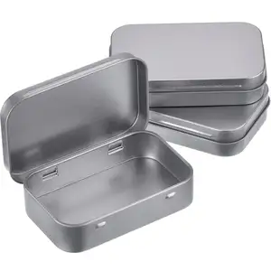 Wholesale Silver Small Empty Rectangle Seamless Storage Tool Container Case Metal Tin Box With Hinged
