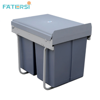 Poubelle coulissante sous évier 20L+10L pour meuble de cuisine avec glissières à fermeture douce