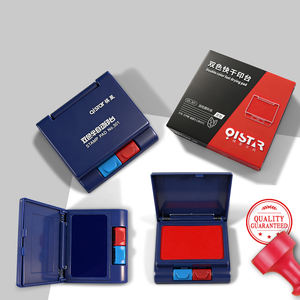 Tampon d'impression bicolore rouge et bleu, <span class=keywords><strong>achat</strong></span> en gros, couleurs personnalisables, couvercle <span class=keywords><strong>de</strong></span> type bouton, pour usage professionnel et bureautique - Product Image 4