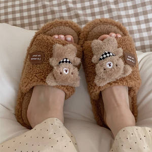 XIXITIAO <span class=keywords><strong>ciabatte</strong></span> bianche da letto pantofola soffice orso da donna scivola da donna carina <span class=keywords><strong>casa</strong></span> d'inverno pantofole di cotone peluche 2024 per le ragazze - Product Image 3