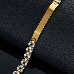 Custom 316l Stainless Steel <b>Men</b> <b>Bracelet</b> Engrave 14k 18k Gold Plated Fashion Chain Link <b>Bracelets</b> <b>for</b> <b>Men</b> - Product Image 2