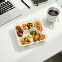 Boîte à lunch rectangulaire en PP recyclé, de qualité alimentaire, sans BPA, avec couvercle, pour aliments et salades, recyclable, gaufrée