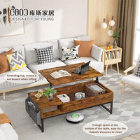 Table basse réglable de thé de taille supérieure en bois personnalisée de levage avec le stockage pour des meubles de salon