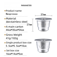 Capsule de café réutilisable en acier inoxydable, rechargeable, compatible Nespresso, écologique, vente en gros
