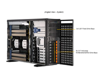 Serveur GPU en tour SYS-741GE-TNRT avec processeurs Intel Xeon de 5e/4e génération, 4 GPU pleine largeur double largeur, 8 baies