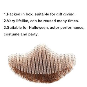 <span class=keywords><strong>Bigote</strong></span> Falso para Hombre, Barba Realista, Pelo Facial de Encaje, Barba de Cabra para Disfraces, Fiesta de Halloween, Cosplay Divertido - Product Image 2
