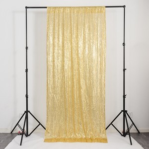 10 * 10ft đám cưới Backdrop rèm cửa vàng sáng bóng sequin Swag sân khấu màn đứng khung trang trí rèm cho Đảng tổ chức sự kiện - Product Image 1