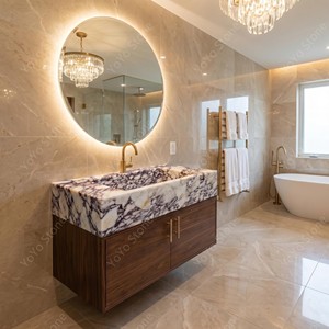 Lavabo Rettangolare in Marmo Calacatta Viola Personalizzato, <span class=keywords><strong>da</strong></span> <span class=keywords><strong>Appoggio</strong></span> o Sospeso, per <span class=keywords><strong>Bagno</strong></span> e Arredo Sala <span class=keywords><strong>da</strong></span> <span class=keywords><strong>Bagno</strong></span> - Product Image 4