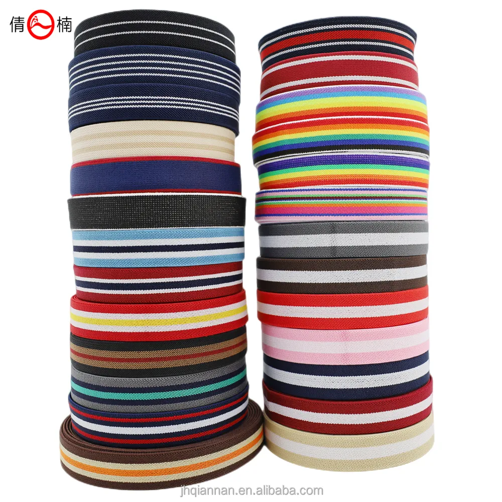 25Mm 1 Inch Kleur Gestreepte Elastische Riem Elastische Taille Elastische Opknoping Broek Elastische Riem Accessoires