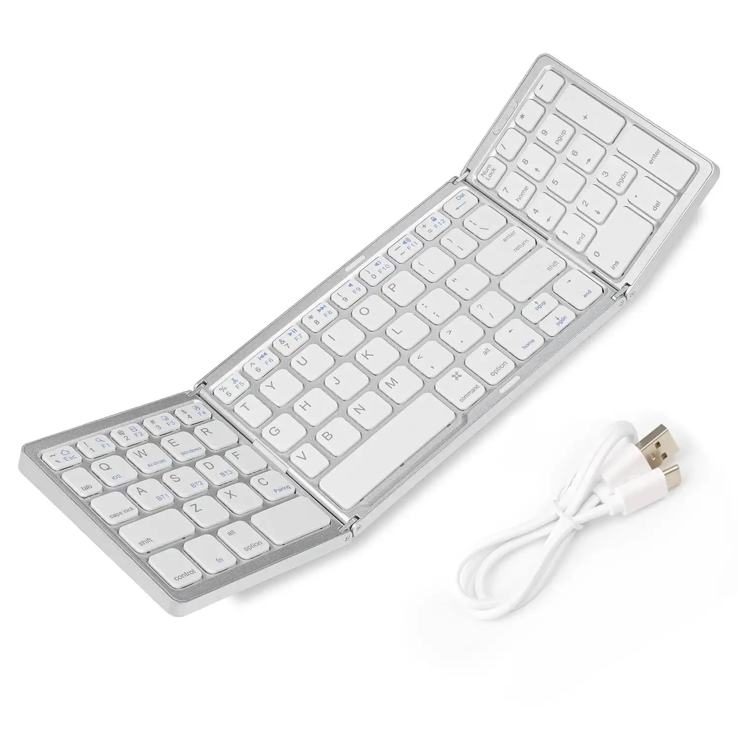 Teclado portátil dobrável para tablet, teclado BT fino e portátil para Mac, Laptop, Windows, Tablet, leve, compatível com Bluetooth