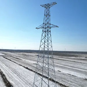 Torre de ángulo de acero de celosía de transmisión de poste de línea de pilón de electricidad galvanizada