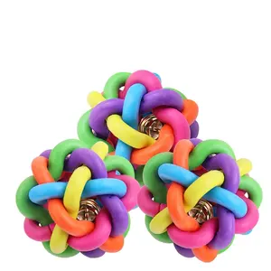 Manufacturers Wholesale New Pet Toys Rubber Colorful Bell Dog Cat Toy Ball Grinding Teeth Chew Pet Supplies Bite