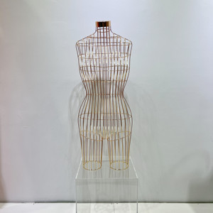 Maniquí de <span class=keywords><strong>Mujer</strong></span> con Torso de Hierro, Pecho Grande, Parte Superior Dorada, Maniquíes de Alambre Metálico, Talla Grande, Soporte de Metal para Vestidos - Product Image 5