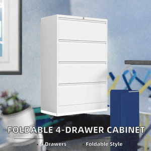 Modern Convertible Foldable Hospital Steel Commercial Filing Cabinet -with <b>4</b> <b>Drawers</b> and Padlock-Metal Office <b>Storage</b> Furniture - Product Image 2
