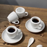 Prix de gros d'usine Tasses à espresso latte italiennes blanches épaisses 60ML 70ML Tasses à café en porcelaine blanche et soucoupes Ensembles de tasses