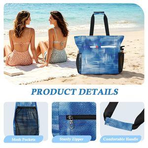Custom <b>Large</b> <b>Beach</b> Tote <b>Bag</b> Waterproof with Inner Pockets and Mesh Side Pockets - Product Image 2