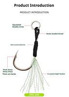 Hameçon Assist en Acier au Carbone à Ligne Noire pour Leurres de Slow Pitch Jigging avec Plumes