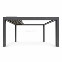 Pérgola Bioclimática Retráctil de Aluminio con Recubrimiento en Polvo Impermeable para Exteriores, Gazebo con Techo de Láminas Eléctricas para Uso Comercial