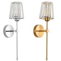 Applique Murale LED Moderne de Luxe E26 en Cristal, Dimmable, Ra90, Corps en Fer, Accents Dorés, Température de Couleur Multiple, Garantie 2 Ans, pour Salon et Chambre
