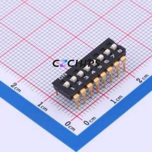 YDD08H2 DIP Switch Through hole Component (THT) Switch ( Number of Switch Sections: 8 )( Lead Spacing: 2.54mm )( Color: Black ) - Product Image 1