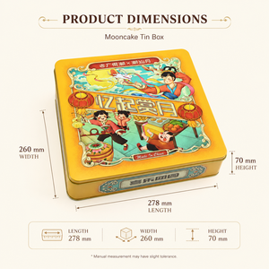 Custom Printed Eco-Friendly Recyclable Square Mooncake Tinplate Box UV Coated Food Grade <b>Storage</b> Mid-Autumn Festival Pastry Gift - Product Image 4