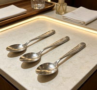 Ensemble de couverts de table occidentaux OEM SBY en acier inoxydable 410, motif en relief, poli miroir, écologique