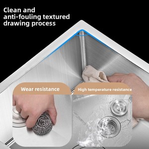 <span class=keywords><strong>Lavello</strong></span> da cucina fatto a mano doppio piatto Nano acciaio inossidabile addensato sotto-bancone dimensioni con due fori - Product Image 4