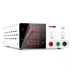 Power Source DC Bench 4-Digits Displaying Adjustable Switching 100V 5A DC Big Power Supply Variable with Intelligent Cooling Fan