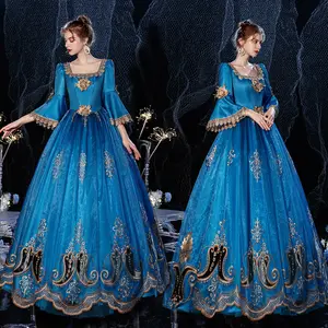 Gaun berkilau merak biru Karnival gaun carriinette wanita gaun Kereta labirin kostum gadis inspirasi