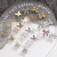 Tendances YUCAGCI 3402 Breloques Papillon 3D pour Ongles, Strass Argentés Colorés Scintillants, Décorations Nail Art
