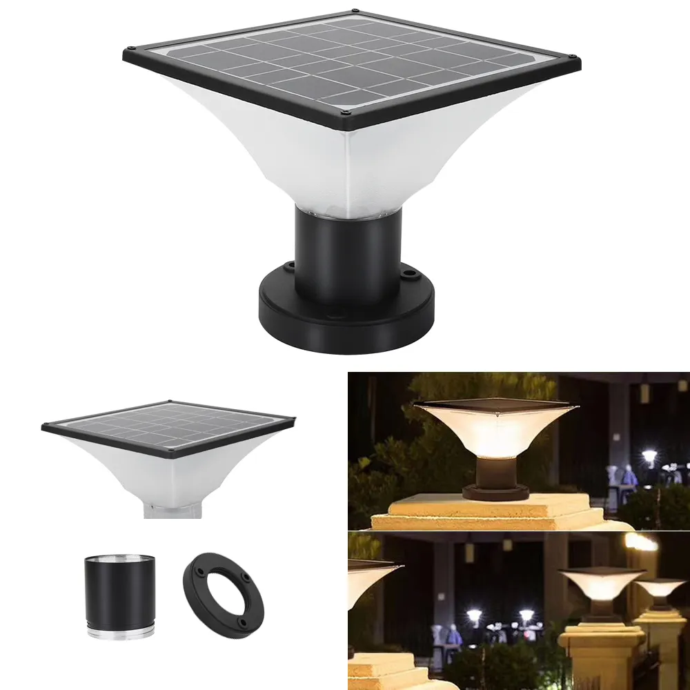 IP65 waterproof rechargeable solar cell patio chapiter pillar outdoor led light